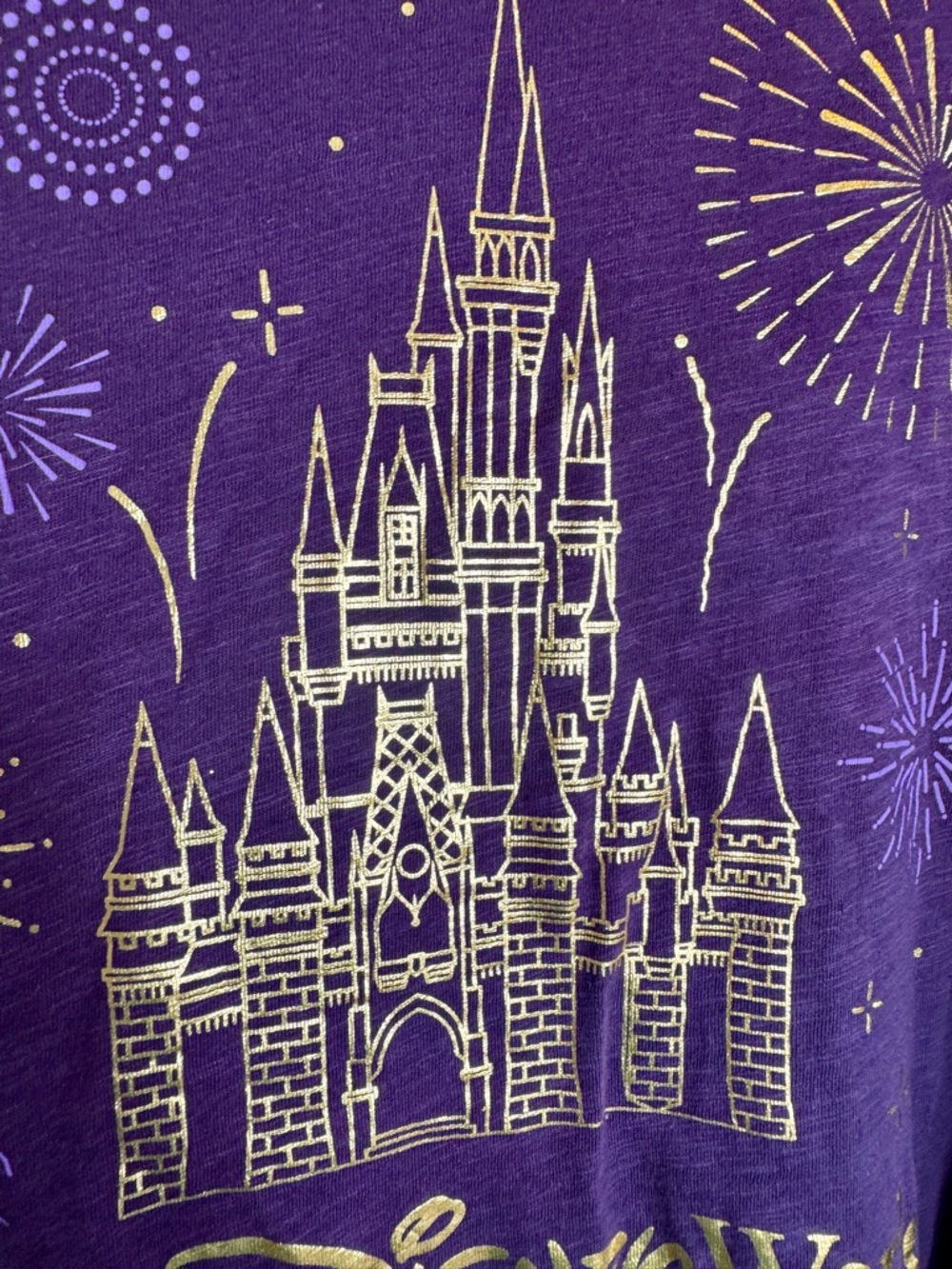 NWT Walt Disney World Purple T-Shirt Gold Cinderella Castle Fireworks Ladies 3X. - Picture 5 of 10